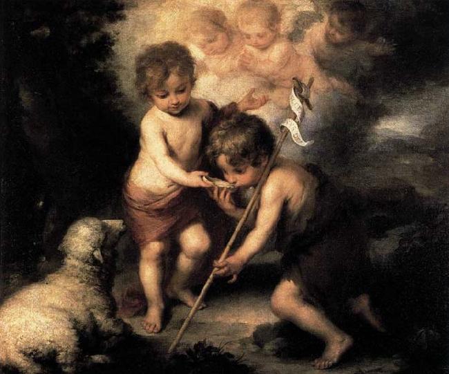 MURILLO, Bartolome Esteban Infant Christ Offering a Drink of Water to St John Sweden oil painting art